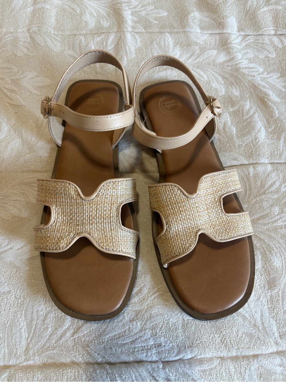 wonder nation Beige Neutral Woven Strap Sandals